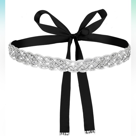 Accessories - Handcrafted Bridal Rhinestone Wedding Waist Belt for Women, Bling Black